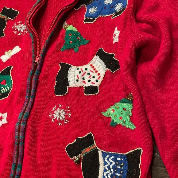 Vintage Heirloom Collectibles Red Scottie Dog Christmas Sweater Size M - Picture 2 of 5